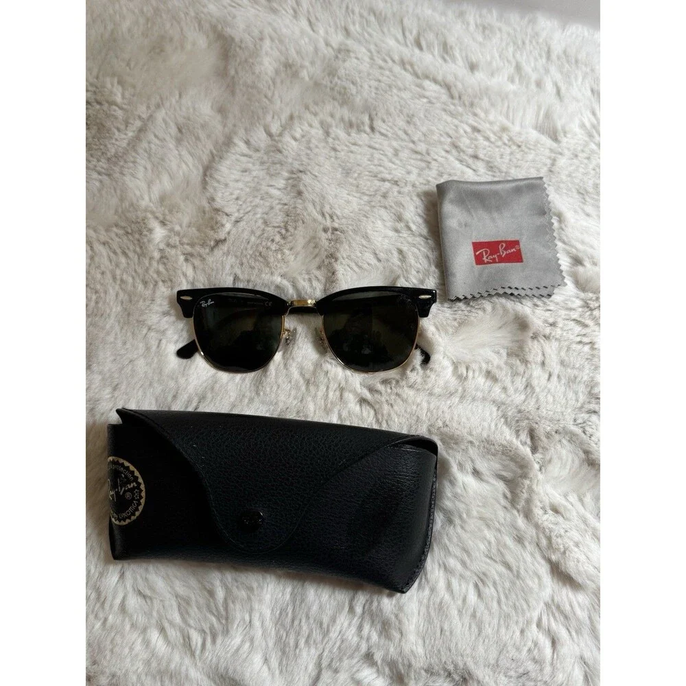Ray-Ban RB3016 Clubmaster Is 03qSunglasses Black Gold W0365 Excellent